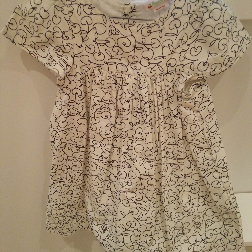 Bonpoint White Dress with Black Swirl Pattern
